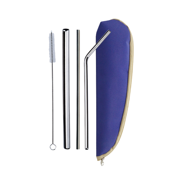 304 三角包吸管組｜拉鍊布袋客製禮品