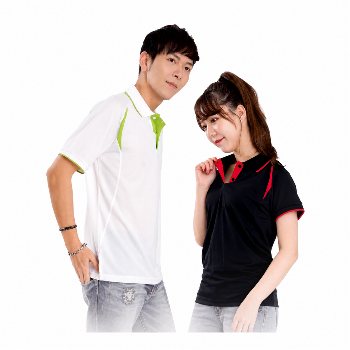 806／906 男女版斜袖中空紗 POLO 衫｜客製團體服